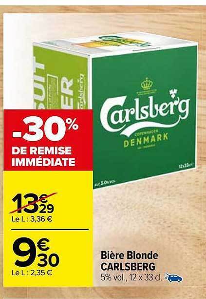 Promo Bière blonde carlsberg chez Carrefour Market