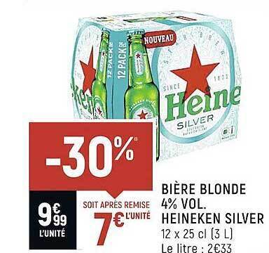 Promo Bière blonde 4 vol heineken silver chez Spar