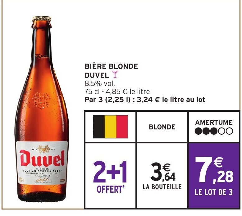 Promo Bière Blonde Duvel chez Intermarché