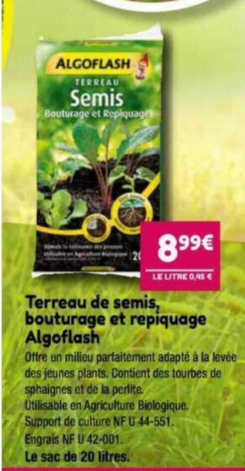 Promo Terreau De Semis Bouturage Et Repiquage Algoflash Chez Point Vert