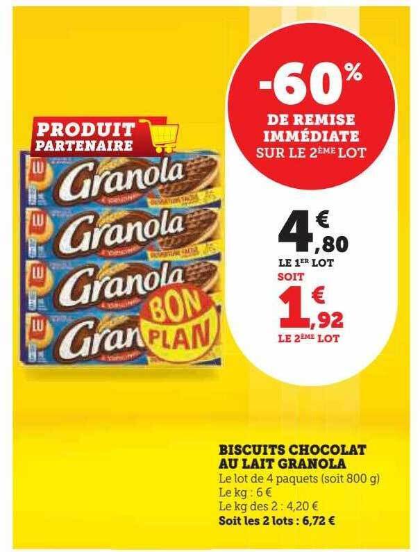 Promo Biscuits Chocolat Au Lait Granola Chez Hyper U