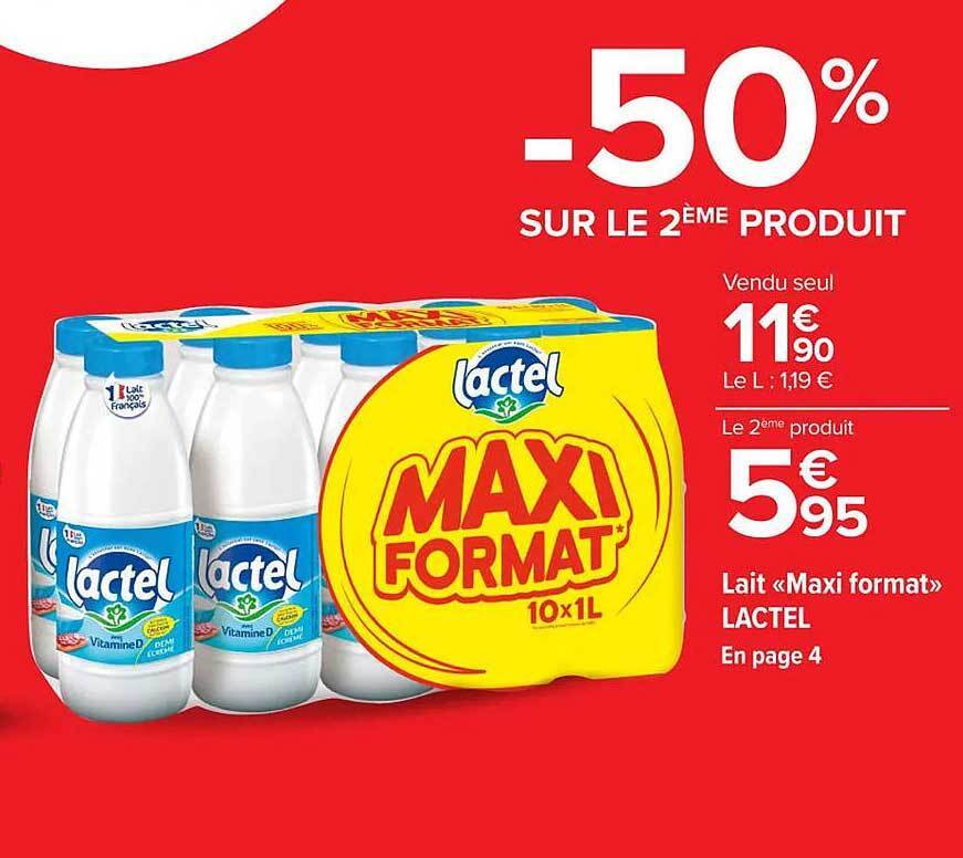 Promo Lait Maxi Format Lactel Chez Carrefour Market