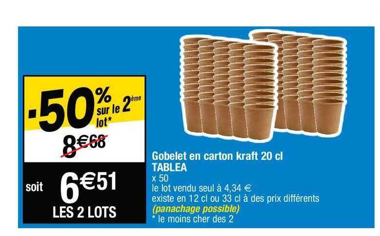 Promo Gobelet En Carton Kraft Cl Tablea Chez Cora