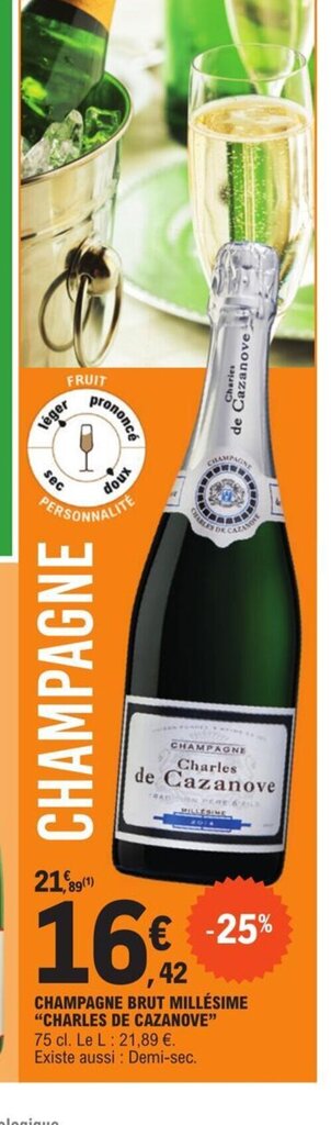 Promo Champagne Brut Millesime Charles De Cazanove Chez E Leclerc