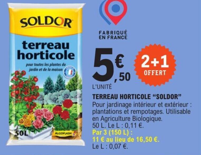 Promo Terreau Horticole Soldor Chez E Leclerc