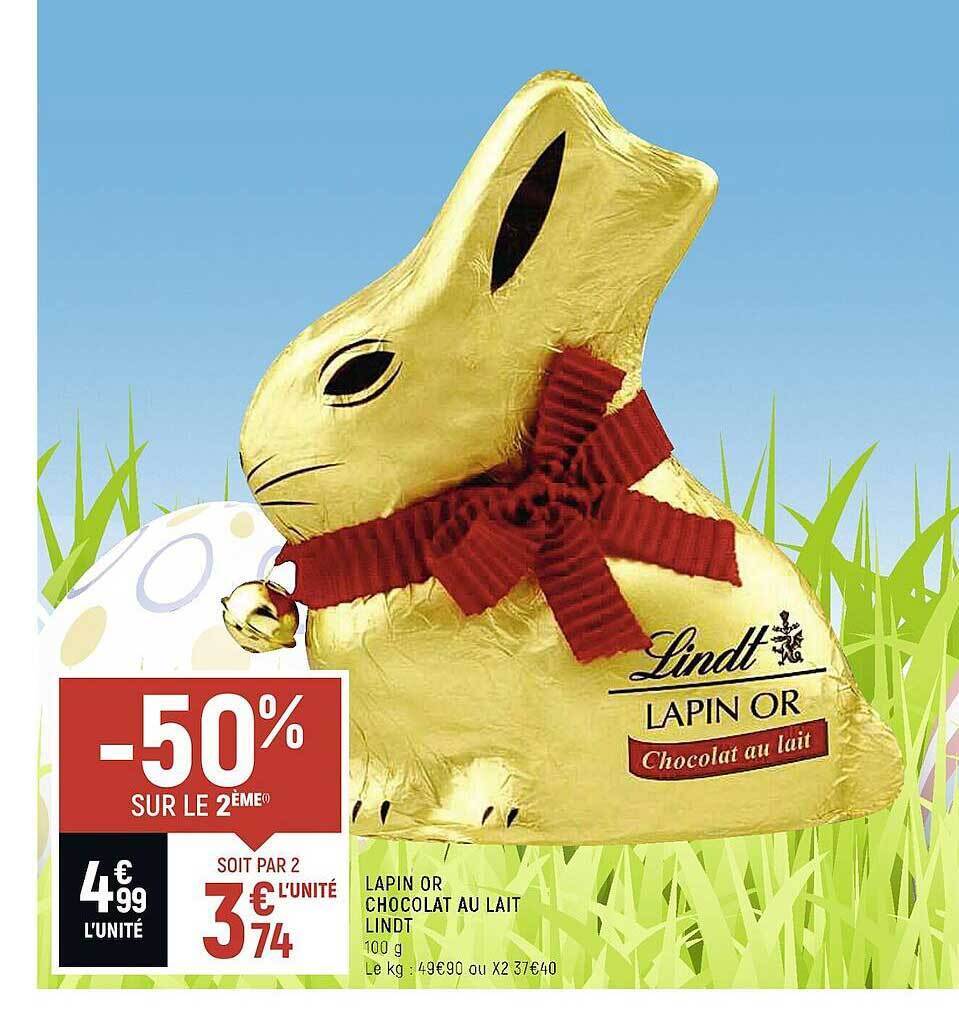 Promo Lapin Or Chocolat Au Lait Lindt Chez Spar