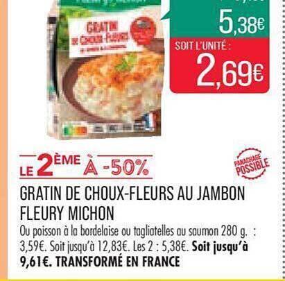 Promo Gratin De Choux Fleurs Au Jambon Fleury Michon Chez Match