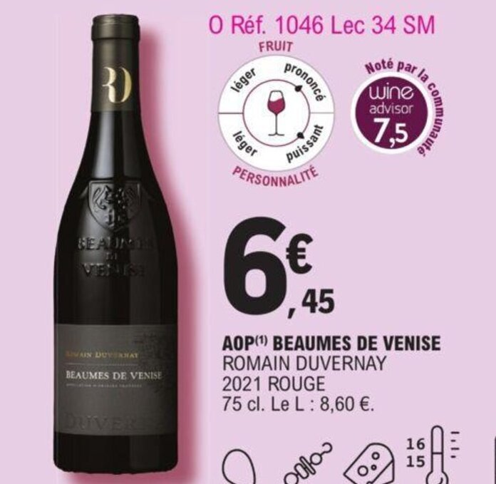 Promo AOP Beaumes De Venise Romain Duvernay 2021 Rouge Chez E Leclerc