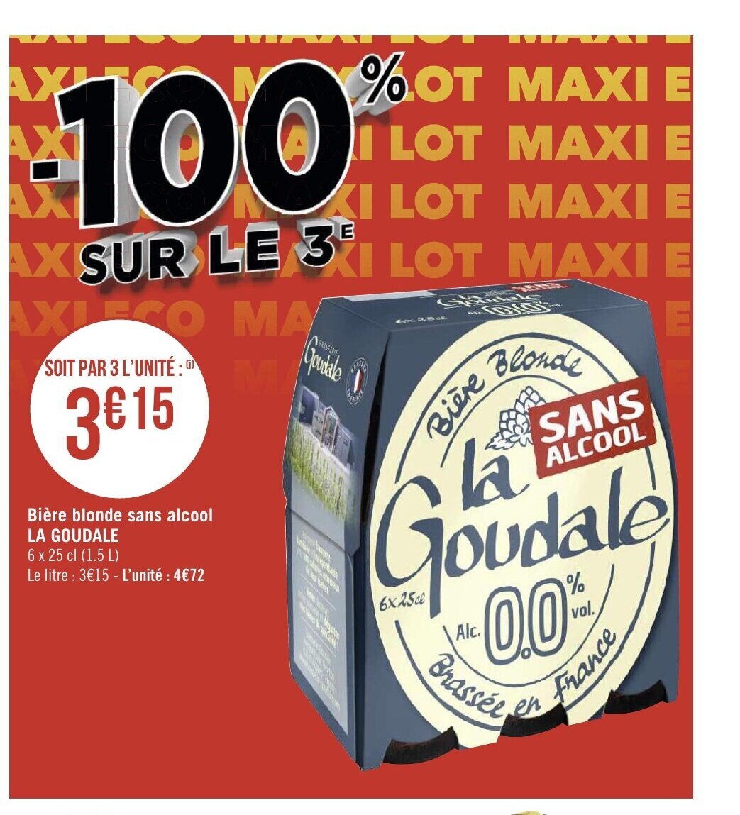 Promo Biére Blonde Sans Alcool La Goudale chez Géant