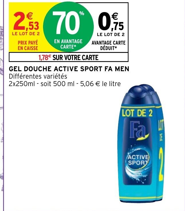 Promo Gel Douche Active Sport Fa Men Chez Intermarch