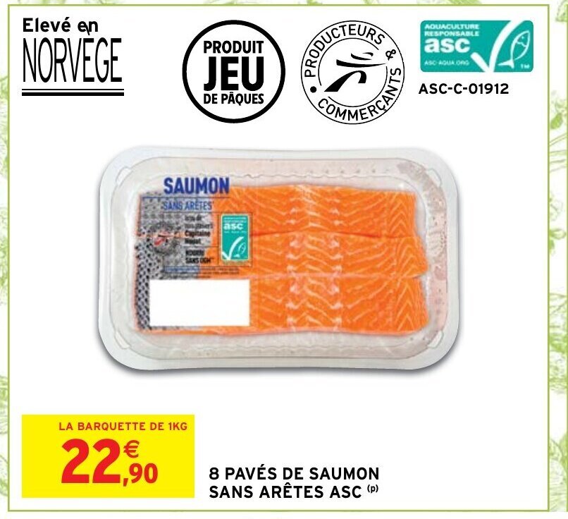 Promo 8 Pavés De Saumon Sans Aretes ASC chez Intermarché Hyper