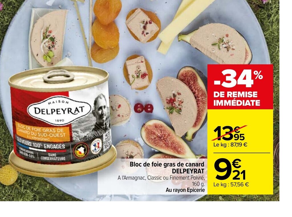 Promo Bloc De Foie Gras De Canard Delpeyrat Chez Carrefour