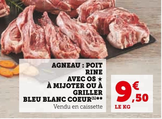 Promo Agneau Poitrine Avec Os Mijoter Ou Griller Bleu Blanc Coeur