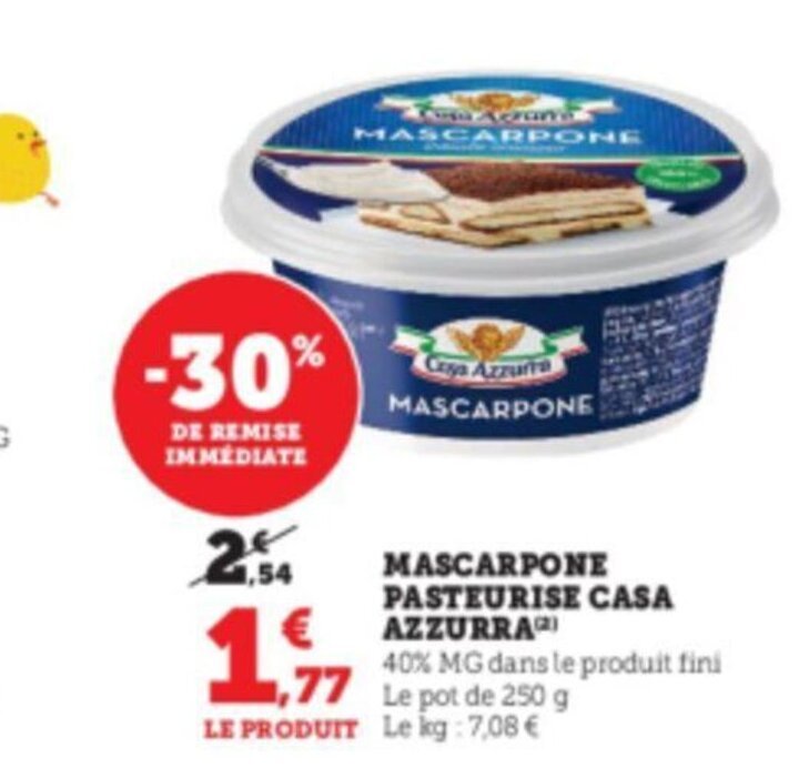 Promo Mascarpone Pasteurise Casa Azzurra Chez Super U