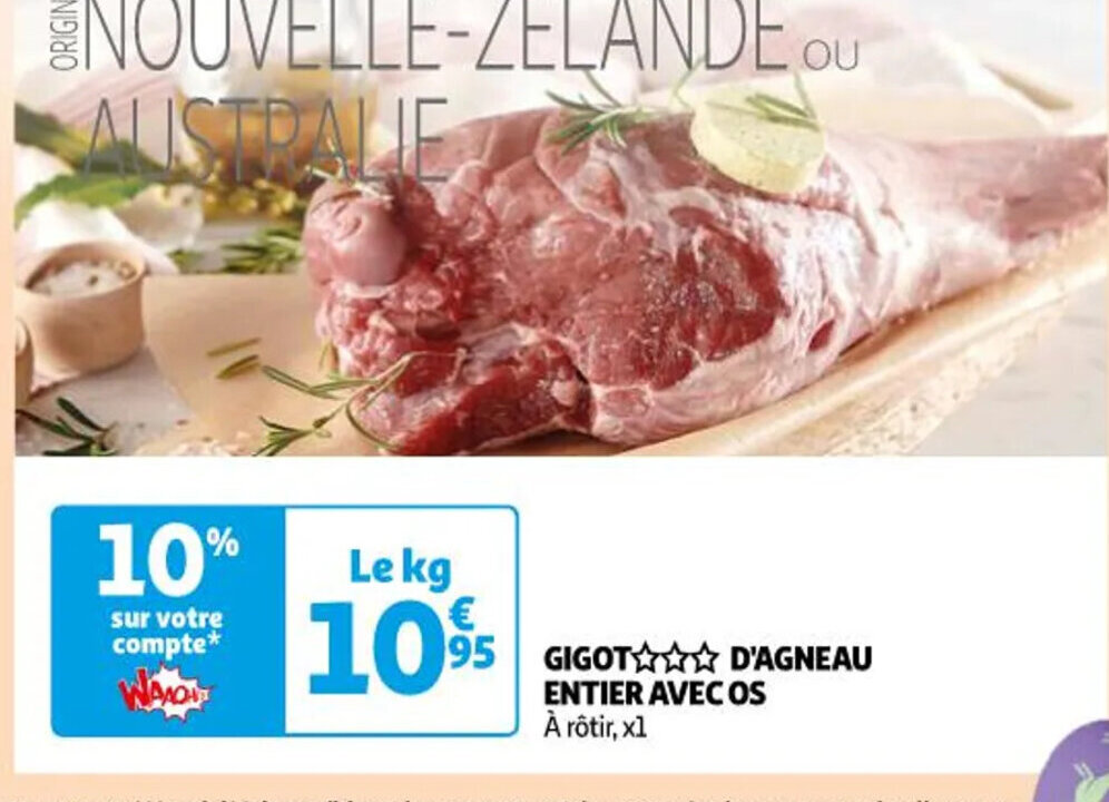 Promo Gigot D Agneau Entier Avec Os Chez Auchan