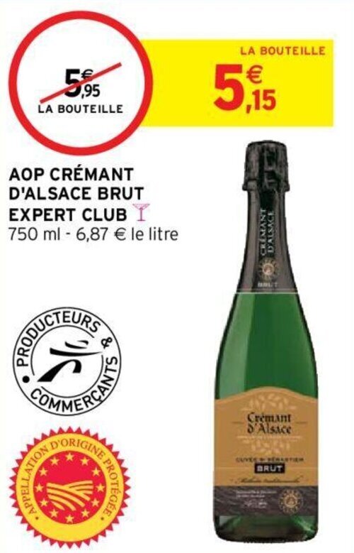 Promo Aop crémant d alsace brut expert club chez Intermarché