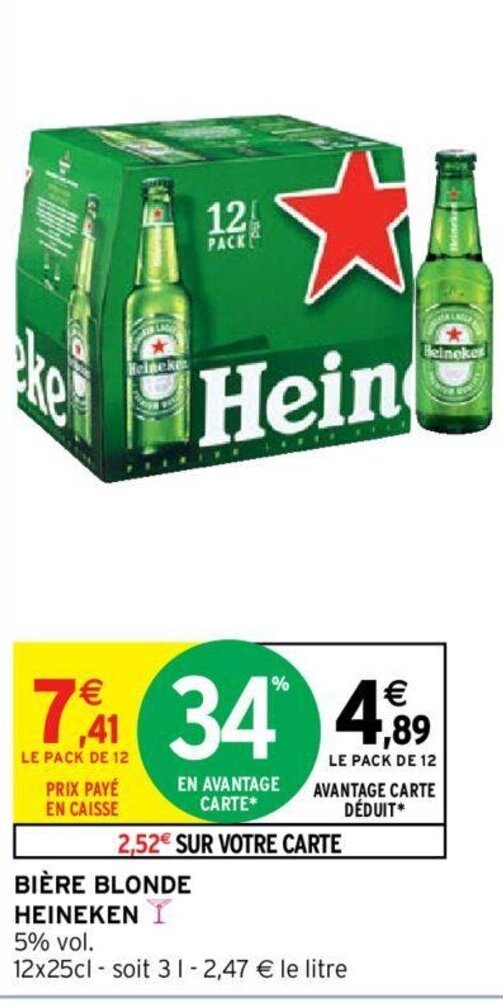 Promo Bi Re Blonde Heineken Chez Intermarch