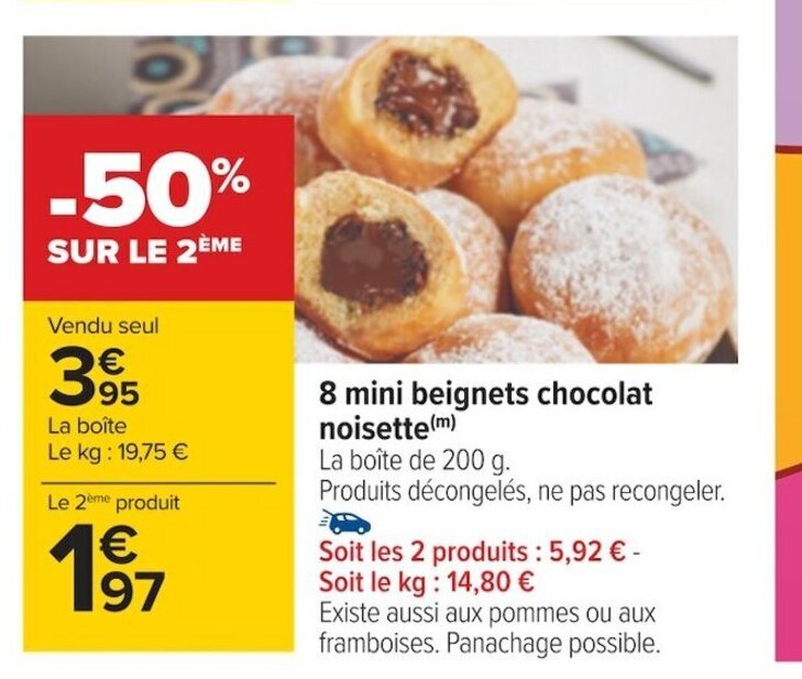 Promo Mini Beignets Chocolat Noisette Chez Carrefour