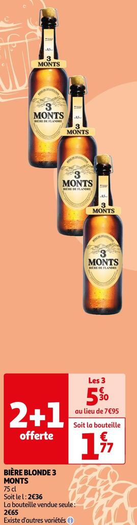 Promo 3 monts bière blonde chez Auchan