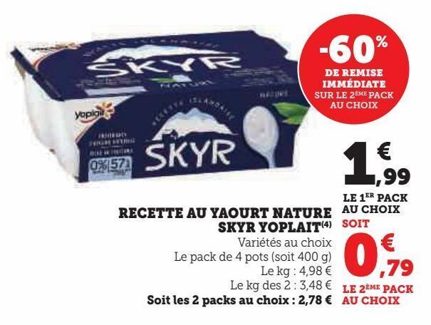 Promo Recette Au Yaourt Nature Skyr Yoplait Chez Hyper U