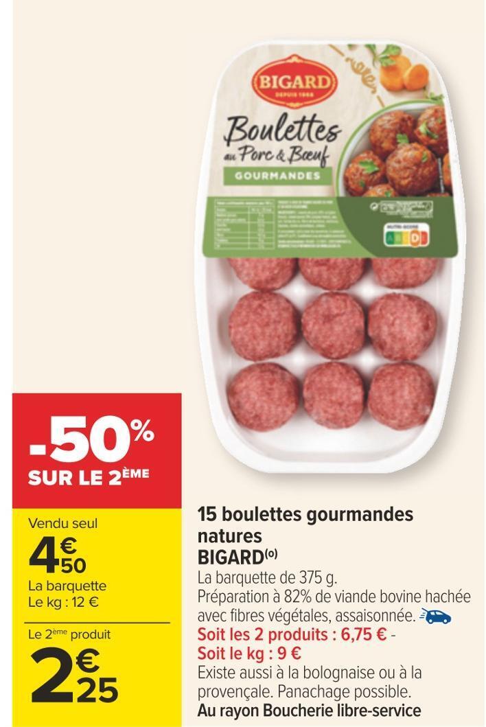 Promo Bigard Boulettes Gourmandes Natures Chez Carrefour