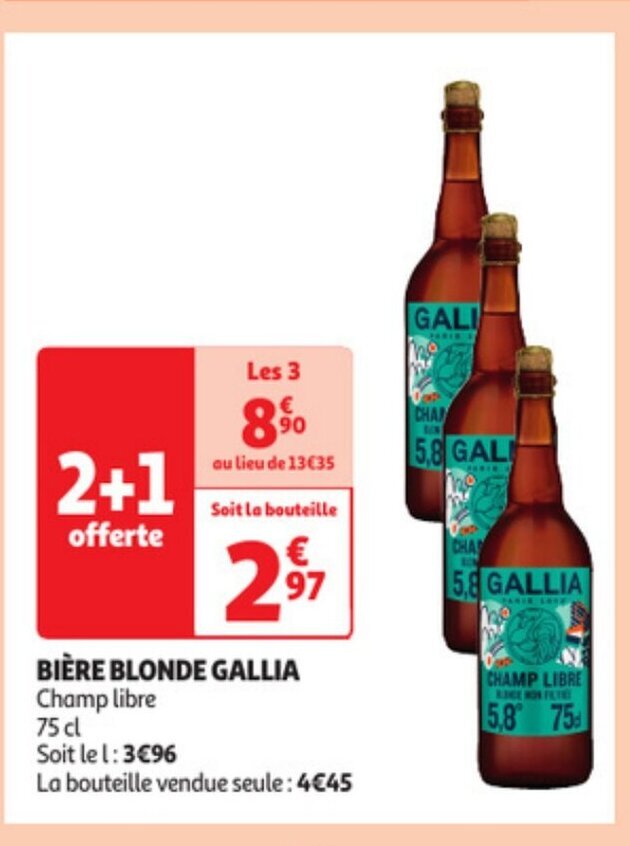 Promo Biere Blonde Gallia Chez Auchan