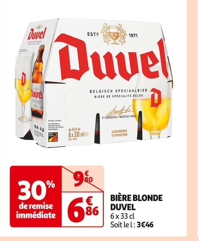 Promo Duvel bière blonde chez Auchan Supermarché