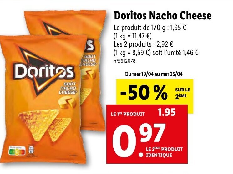 Promo Doritos Nacho Cheese Chez Lidl