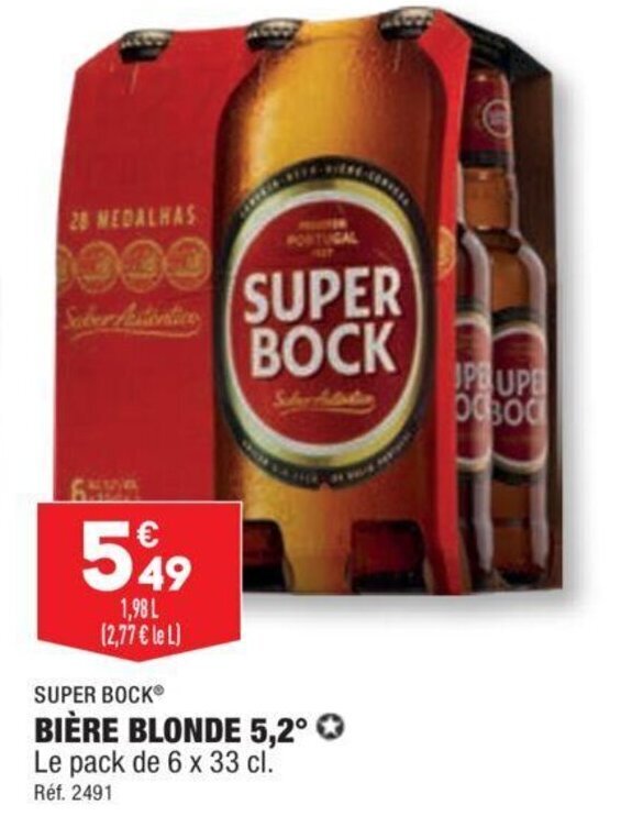 Promo Super Bock Bière Blonde 5 2 chez ALDI