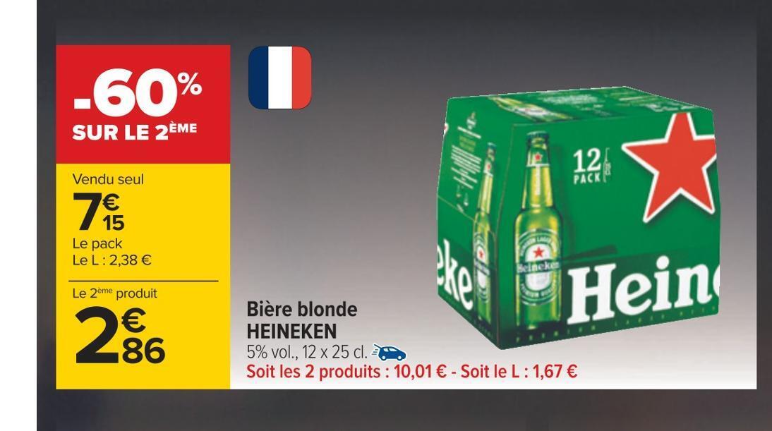 Promo Heineken Bi Re Blonde Chez Carrefour