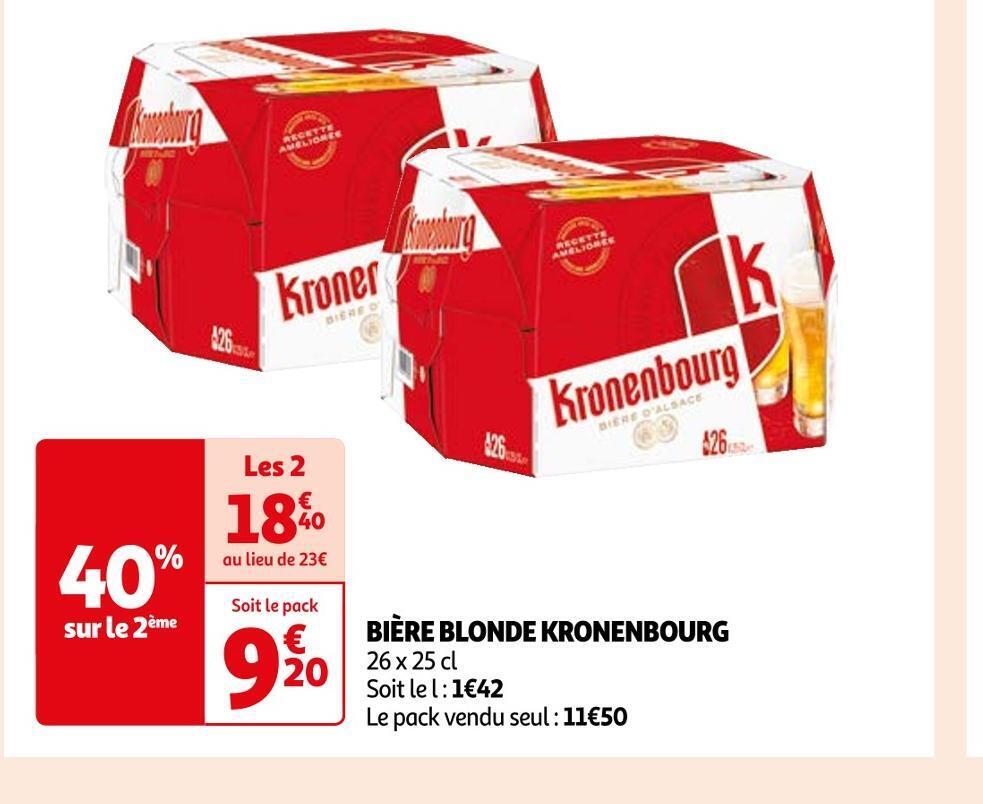 Promo Kronenbourg bière blonde chez Auchan