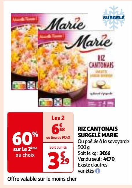 Promo Riz cantonais surgelé marie chez Auchan