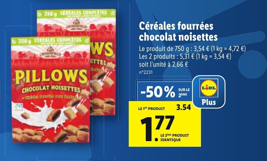 Promo Céréales fourrées chocolat noisettes chez Lidl