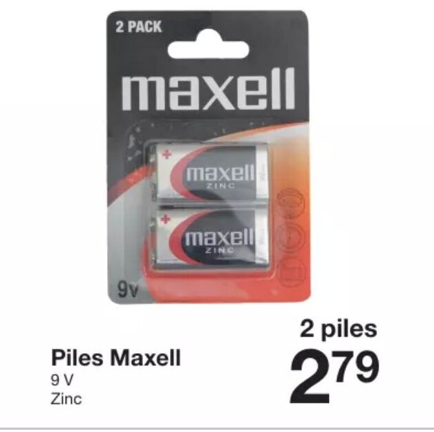 Promo Piles Maxell 9 V Zinc Chez Zeeman