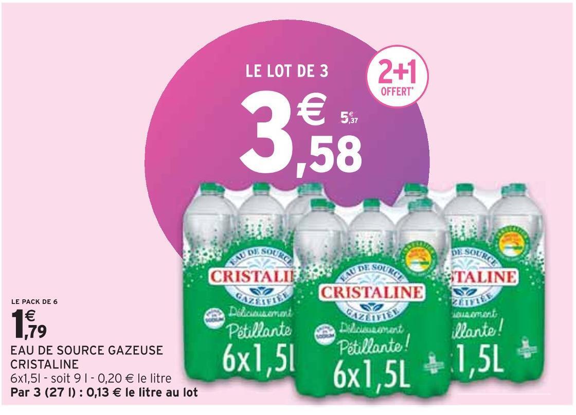 Promo Cristaline eau de source gazeuse chez Intermarché