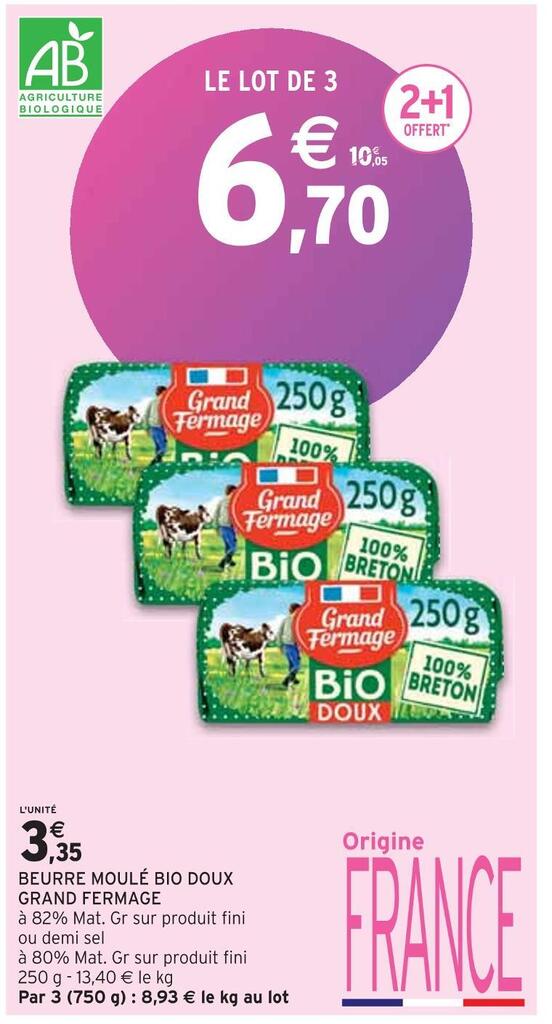 Promo Beurre Moul Bio Doux Chez Intermarch