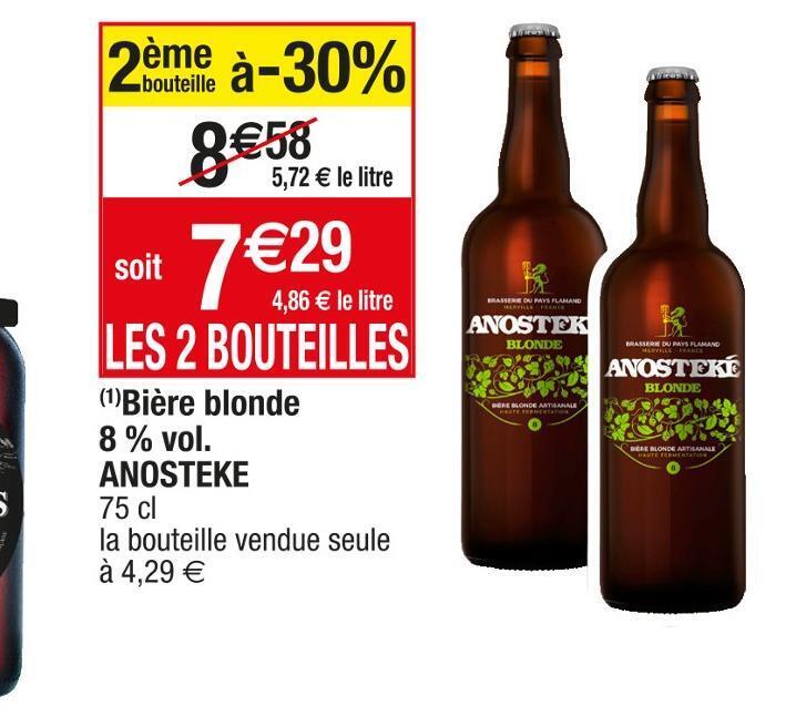 Promo Anosteke bière blonde 8 vol chez Cora