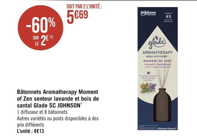 Promo Johnson B Tonnets Aromatherapy Moment Of Zen Senteur Lavande Et