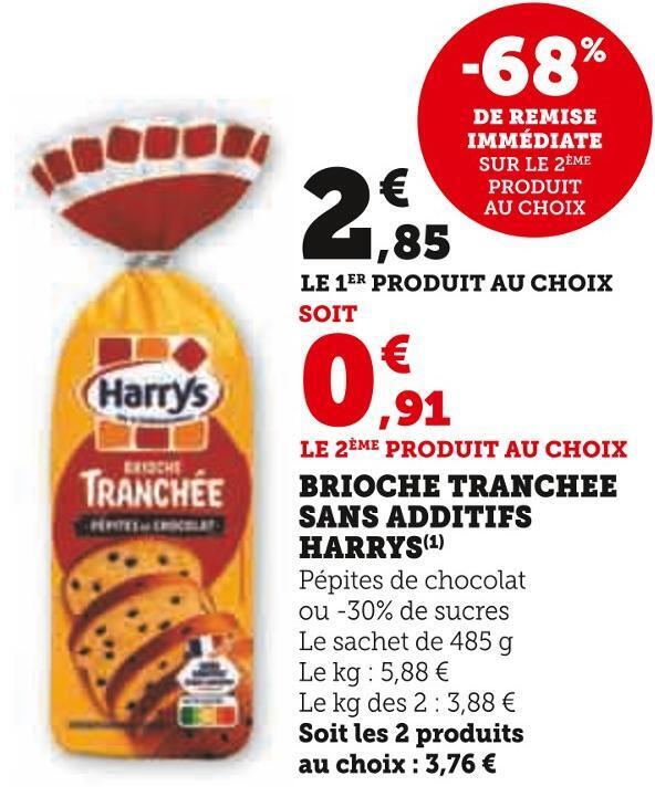 Promo Harrys Brioche Tranchee Sans Additifs Chez U Express