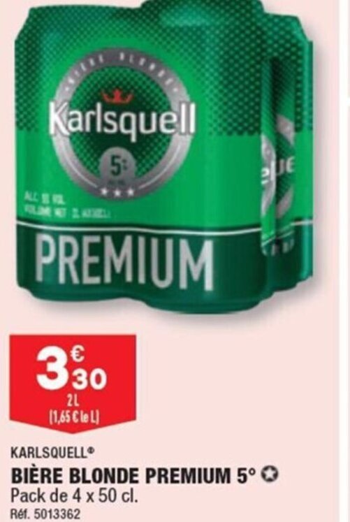 Promo Karlsquell BIÈRE BLONDE PREMIUM 5 chez ALDI