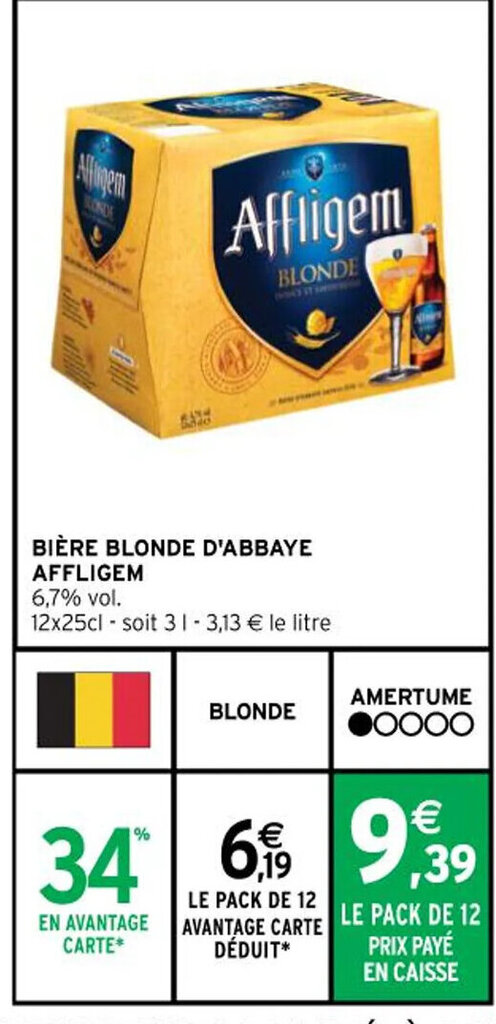 Promo BIÈRE BLONDE D ABBAYE AFFLIGEM chez Intermarché