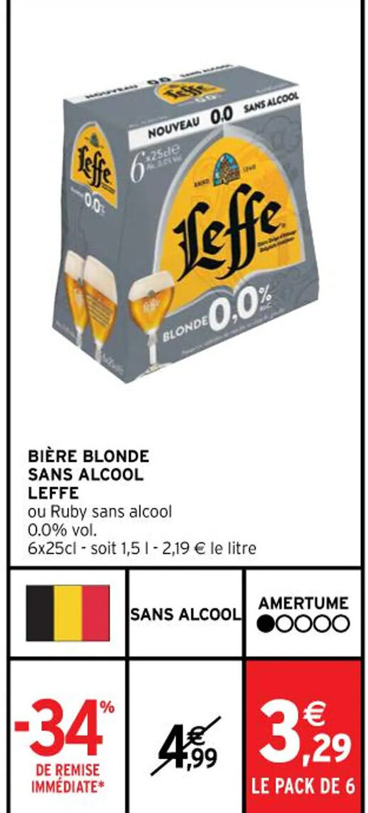 Promo Bi Re Blonde Sans Alcool Leffe Chez Intermarch