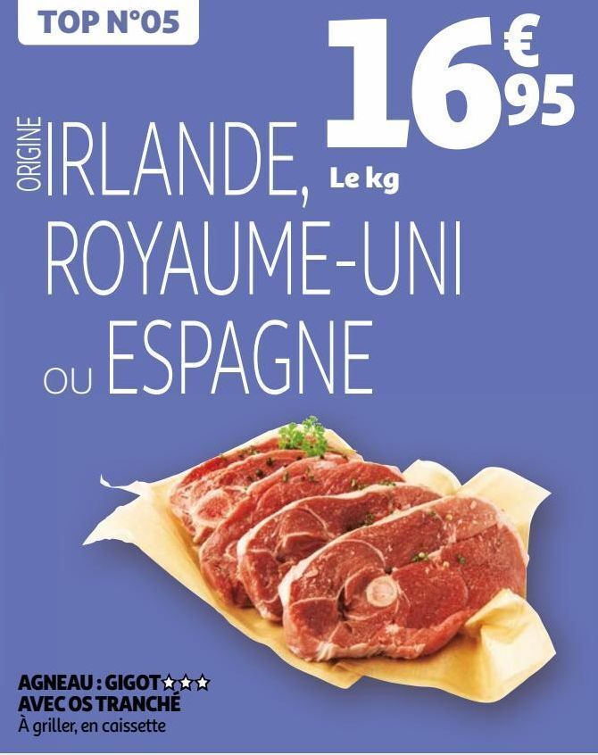 Promo Agneau Gigot Avec Os Tranch Chez Auchan