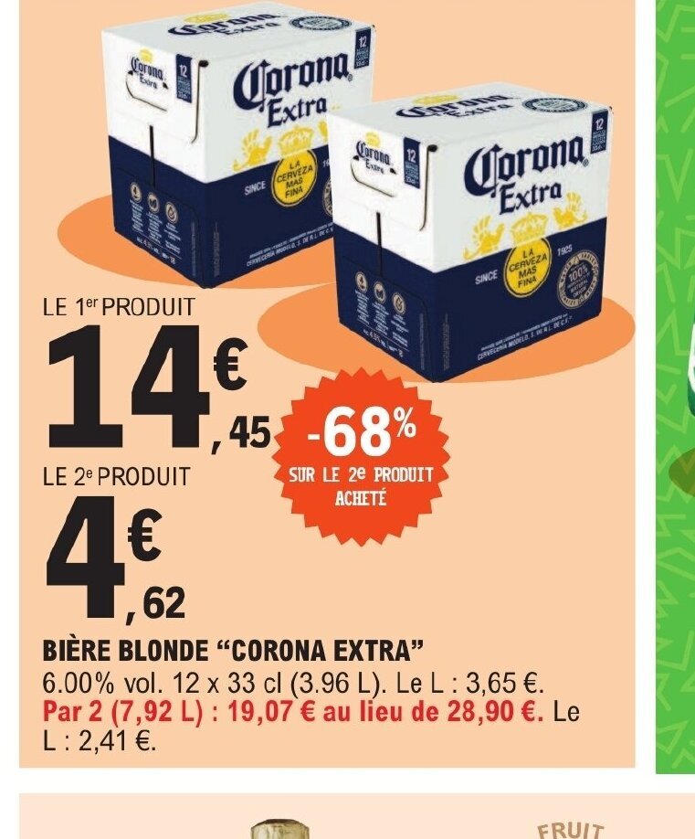 Promo Bi Re Blonde Corona Extra Chez E Leclerc