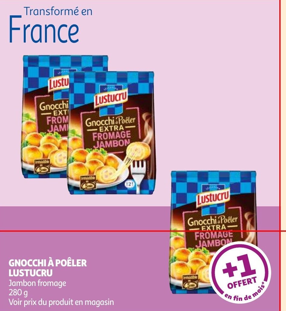 Promo GNOCCHI À POÊLER LUSTUCRU Jambon fromage chez Auchan