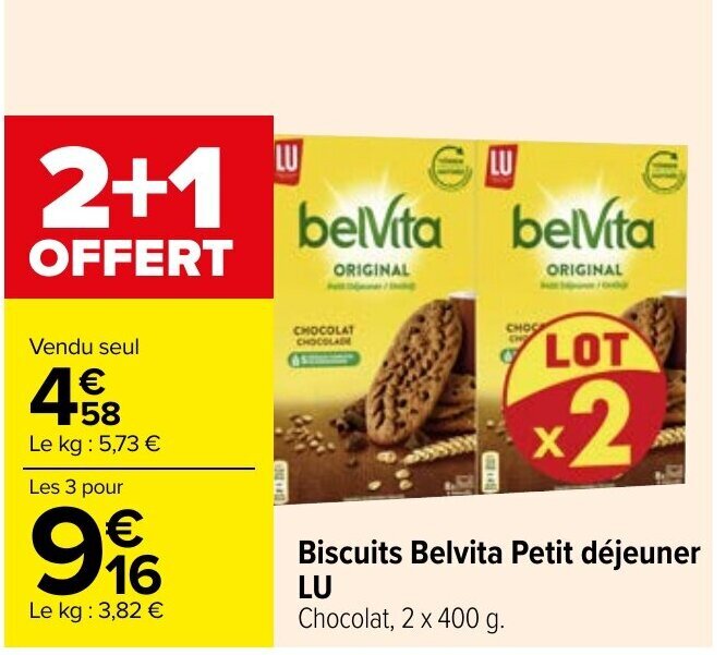 Promo Biscuits Belvita Petit déjeuner LU chez Carrefour