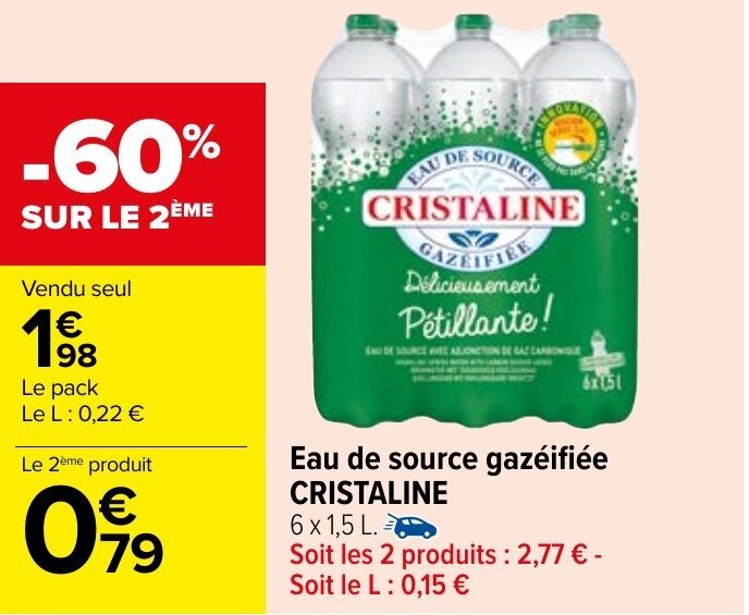 Promo Eau De Source Gaz Ifi E Cristaline Chez Carrefour