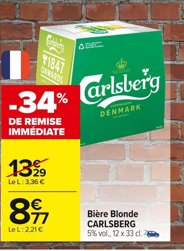 Promo Carlsberg Bi Re Blonde Chez Carrefour Market