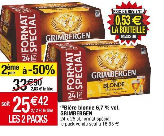 Promo Grimbergen bière blonde 6 7 vol chez Cora