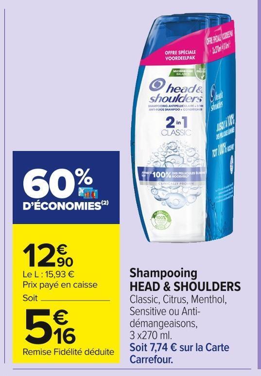 Promo Head Shoulders Shampooing Chez Carrefour Market